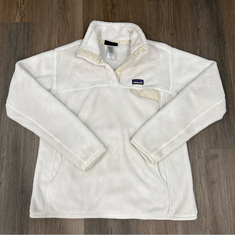 Patagonia Women’s Jacket Polartec Snap T Fleece Pullover White Cream Size Large